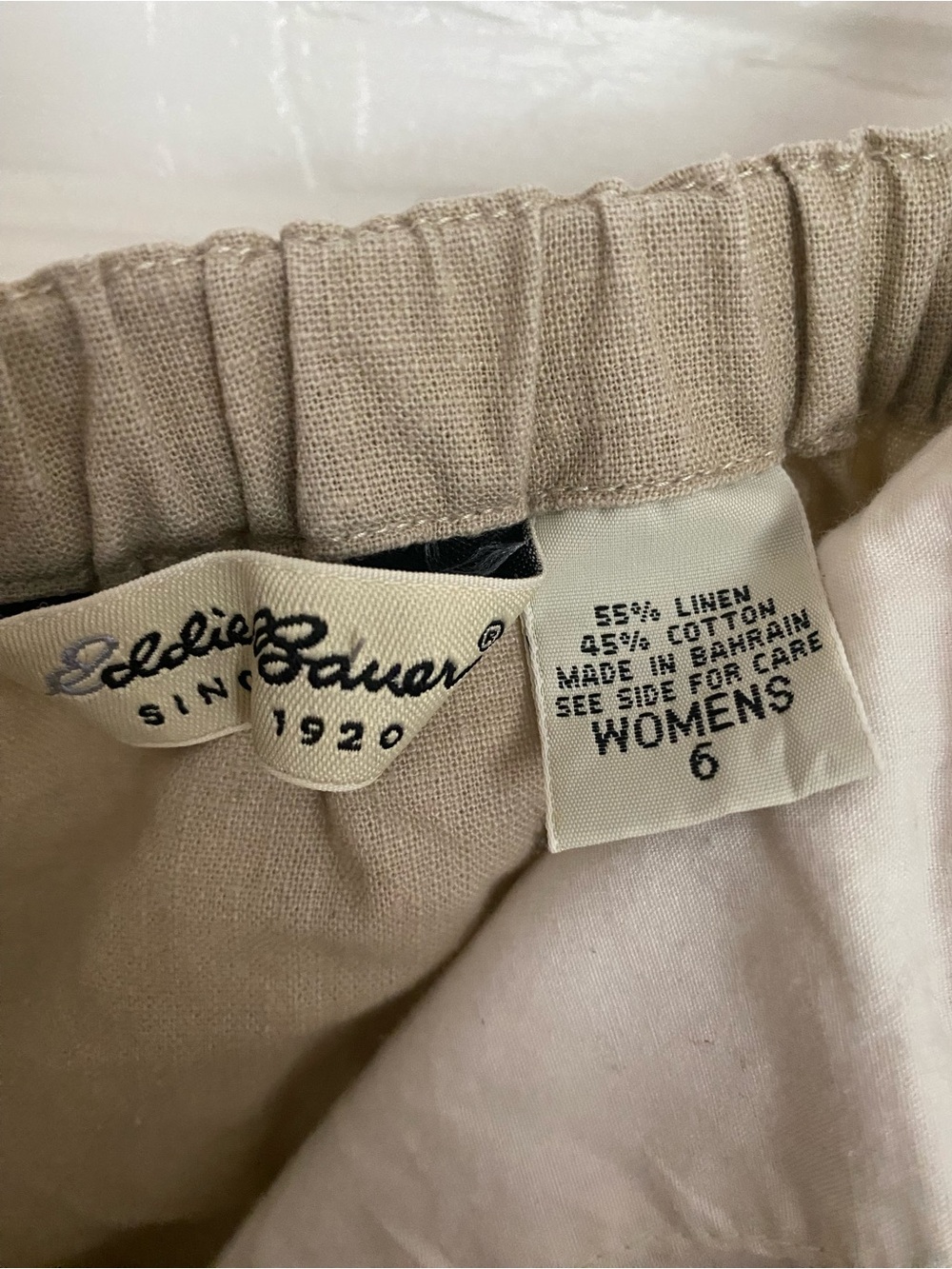 Vintage 90s Eddie Bauer Khaki Linen Skirt - Picture 3 of 3